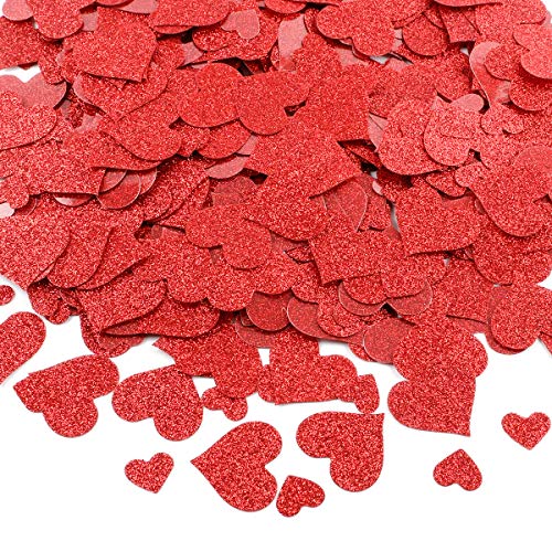 600Pcs Valentines Day Heart Confetti, Red Glitter Valentines Confetti Hearts, Hearts Table Confetti Decorations for Valentine's Day Wedding Anniversary Engagement Party Home Table Decoration Photo Booth Backdrop