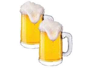 set of 2 realistic foaming beer mug 34″ foil party balloons