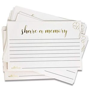 50 Share A Memory Cards 4" X 6" White with Gold Foil Note Card Write And Sign For Birthday Graduation Anniversary Wedding Celebration of Life Retirement Funeral Memorial Bridal Shower Game Party