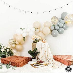 Sweet Baby Co. Neutral Balloon Garland Kit Arch with Matte Sand, Gray, Nude Beige Brown, White, Gold Balloons, Boho Bridal Shower Decorations, Birthday Party Decoration, Gender Reveal Backdrop