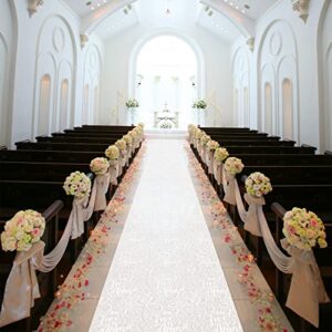 EZLucky Aisle Runner for Wedding Ceremony 3X100ft Includes Pull String, Scroll Pattern White Carpet Runner, Great for Wedding Ceremony, Party, Christmas Decorations, Indoor & Outdoor 50gsm Thickness