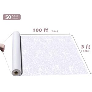 EZLucky Aisle Runner for Wedding Ceremony 3X100ft Includes Pull String, Scroll Pattern White Carpet Runner, Great for Wedding Ceremony, Party, Christmas Decorations, Indoor & Outdoor 50gsm Thickness