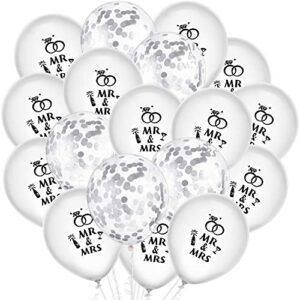 35 pieces wedding balloons romantic mr mrs balloons rose gold confetti balloon for wedding anniversary engagement party (white)