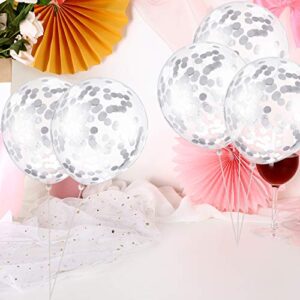 35 Pieces Wedding Balloons Romantic Mr Mrs Balloons Rose Gold Confetti Balloon for Wedding Anniversary Engagement Party (White)