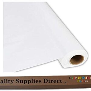 QSD Plastic Party Banquet Table Cover Roll - 300 ft. x 40 in. - 8ft Table Covers (White) (26 Colors Available) NO Folds or Creases (Super Fast Set UP) Quality Supplies Direct