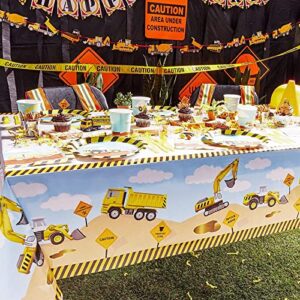 Juvale Plastic Table Cloth Cover for Kids Construction Birthday Party Supplies and Decoration (54 x 108 in, 3 Pack)