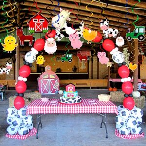 Farm Animal Hanging Swirls Party Ceiling Decorations Barnyard Theme Birthday Baby Shower Decor Event Supplies 30CT