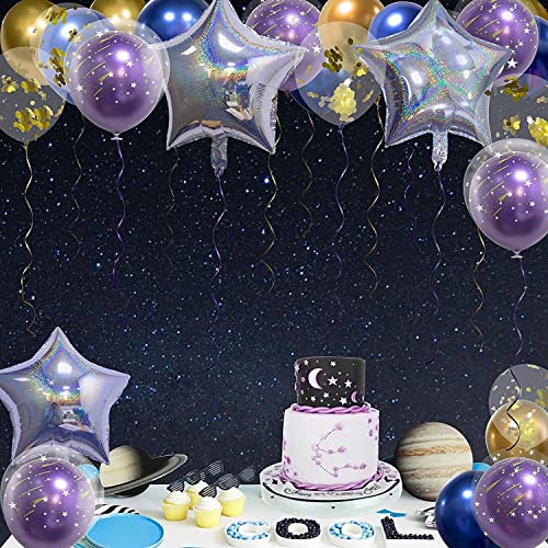 26pcs Twinkle Little Star Balloon Decoration for Galaxy Birthday Party Balloon Banquet Celestial Universe Starry Night Shooting Star Theme Anniversary Engagement Bridal Shower Graduation Party Supplies