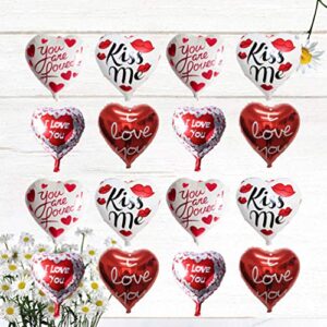 Amosfun Pack of 20 I Love You Balloons Valentines Day Party Decorations Heart Foil Balloon Kiss Me Ornaments Romantic Props for Wedding Supplies Random Style