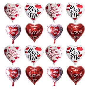 amosfun pack of 20 i love you balloons valentines day party decorations heart foil balloon kiss me ornaments romantic props for wedding supplies random style