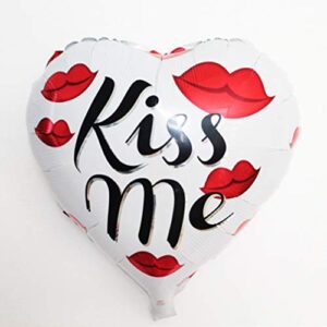 Amosfun Pack of 20 I Love You Balloons Valentines Day Party Decorations Heart Foil Balloon Kiss Me Ornaments Romantic Props for Wedding Supplies Random Style