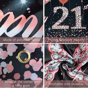 Vlipoeasn 21st Birthday Decorations for Her Rose Gold 21st Birthday Backdrop Banner Happy 21st Birthday Party Supplies 21 Years Old Birthday Decoration ( 72.8 x 43.3 Inch ) (21st backdrop)