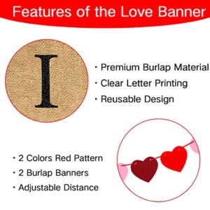 Valentines Day Decorations, Burlap Be Mine Banner Valentine's Day Banner with Heart Signs for Home Wedding Engagement Decorations