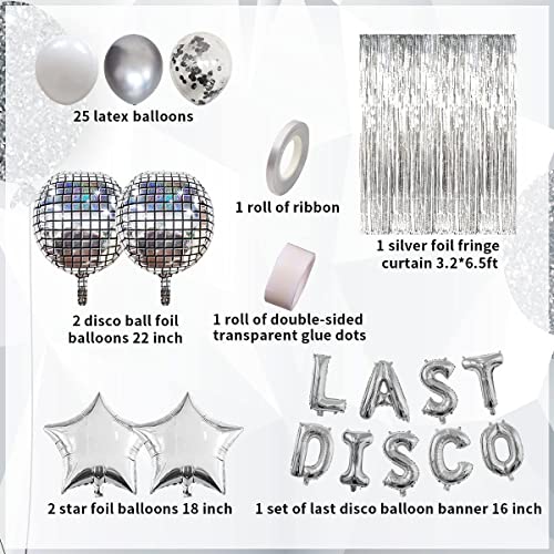 Silver Bachelorette Party Decorations Kit, Last Disco Bachelorette Party Balloons Banner with 4D Disco Balls, Silver Fringe Curtain for Bridal Shower, Nashville Bachelorette Party, Last Dance Party Decor