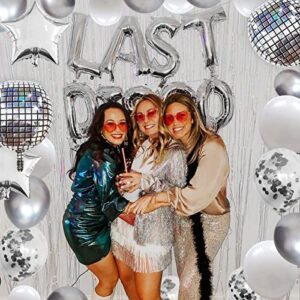 Silver Bachelorette Party Decorations Kit, Last Disco Bachelorette Party Balloons Banner with 4D Disco Balls, Silver Fringe Curtain for Bridal Shower, Nashville Bachelorette Party, Last Dance Party Decor