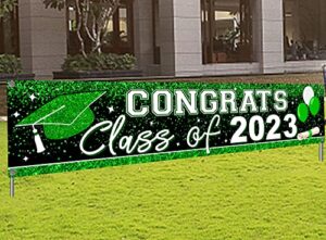large class of 2023 banner green congrats grad banner backdrop graduation 2023 yard sign for graduation party supplies graduation decorations 2023 (green)