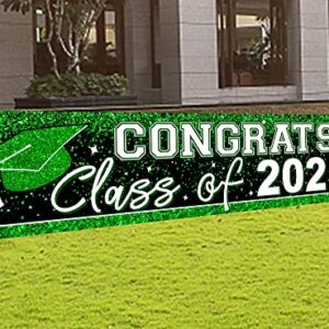 Large Class of 2023 Banner Green Congrats Grad Banner Backdrop Graduation 2023 Yard Sign for Graduation Party Supplies Graduation Decorations 2023 (Green)