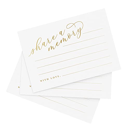 Bliss Collections Share a Memory Cards, Gold Foil, Cards for Weddings, Showers, Birthdays, Celebration of Life, Funeral, Retirement, Going Away and Graduation Memories, 4"x6" (Pack of 50)