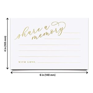 Bliss Collections Share a Memory Cards, Gold Foil, Cards for Weddings, Showers, Birthdays, Celebration of Life, Funeral, Retirement, Going Away and Graduation Memories, 4"x6" (Pack of 50)