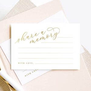 Bliss Collections Share a Memory Cards, Gold Foil, Cards for Weddings, Showers, Birthdays, Celebration of Life, Funeral, Retirement, Going Away and Graduation Memories, 4"x6" (Pack of 50)