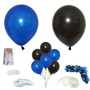Blue and Black Latex Balloons + DIY Garland Kit - 12 Inch 50pcs