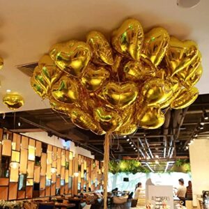 18" Heart Balloons Foil Balloons Mylar Balloons for Party Decorations Party Supplies, 20 Pieces (Gold)