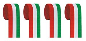beistle , 4 piece crepe streamers, 2.5″ x 30′ (red/white/green)