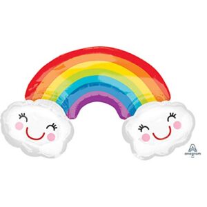 burton & burton rainbow with clouds foil/mylar balloon, 37″