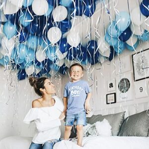 PartyWoo Blue and White Balloons 100 pcs 12 inch Royal Blue Balloons Light Blue Balloons White Balloons Blue Balloons Latex Balloons for Boys Christening, Cinderella Party, Boys 1st Birthday