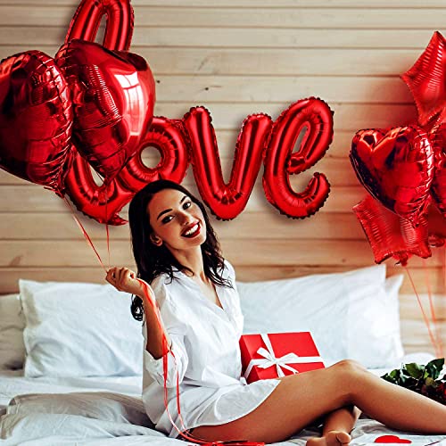 Valentines Day 40inch Shiny Red Letter Sign Love Balloon, "Love" Letter Foil Balloons Party Supplies Ecofriendly Reusable for Valentines Decor Wedding Bridal Shower