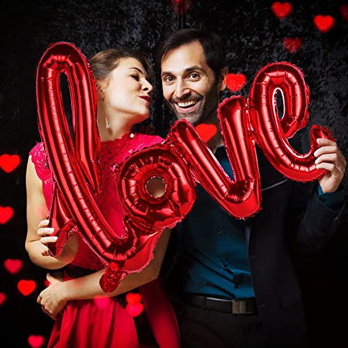 Valentines Day 40inch Shiny Red Letter Sign Love Balloon, "Love" Letter Foil Balloons Party Supplies Ecofriendly Reusable for Valentines Decor Wedding Bridal Shower