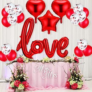 Valentines Day 40inch Shiny Red Letter Sign Love Balloon, "Love" Letter Foil Balloons Party Supplies Ecofriendly Reusable for Valentines Decor Wedding Bridal Shower