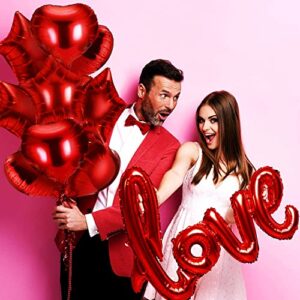 Valentines Day 40inch Shiny Red Letter Sign Love Balloon, "Love" Letter Foil Balloons Party Supplies Ecofriendly Reusable for Valentines Decor Wedding Bridal Shower