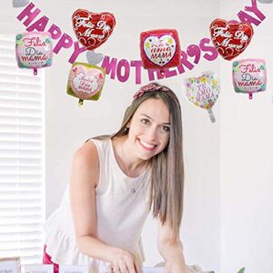 Happy Mother’s Day Balloons Party Decorations Supplies - 18PCS Mother's day Best Mom Ever Mom Day Foil Balloons for Happy Mothers Day Birthday Party Decorations Supplies