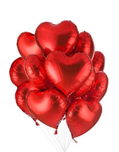 annodeel 20 pcs 18inch red heart balloons, heart shaped balloons foil love balloons for wedding decoration party balloons birthday