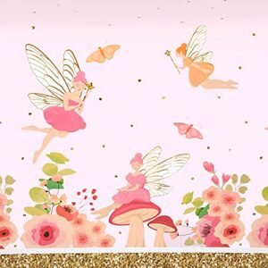 Fairy Tea Party Tablecloths for Girls Floral Birthday Supplies (54 x 108 in, 3 Pack)