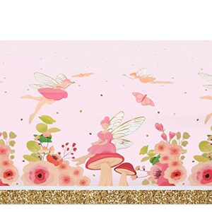 Fairy Tea Party Tablecloths for Girls Floral Birthday Supplies (54 x 108 in, 3 Pack)