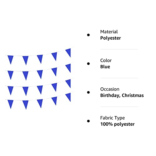 AuTop 100 Feet Solid Blue Pennant Banner Flags String Triangle Bunting Flags,Decorations for Grand Opening,Birthday Party,Festival Celebration