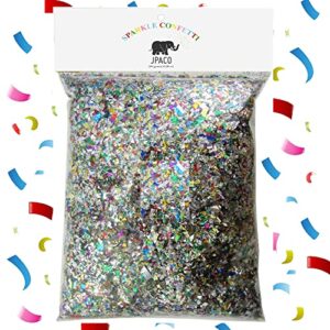 sparkle metallic confetti – jumbo mylar rainbow foil confetti bag perfect for new years, surprise parties, birthdays, photo shoots, engagements & weddings (300 grams) by jpaco