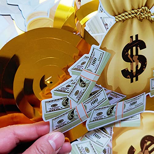 30 Pack(Swrils & Cutouts) Money Birthday Hanging Decorations Dollar Bill Cash Hanging Swirls Investment Themed Decorations for Birthday Casino Wedding Bachelorette Graduations Party Supplies