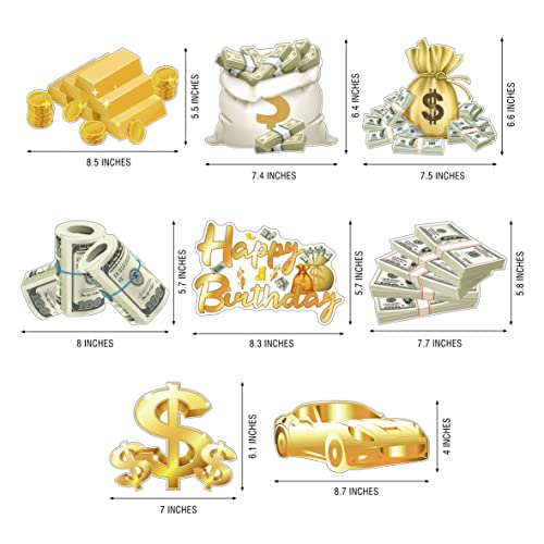 30 Pack(Swrils & Cutouts) Money Birthday Hanging Decorations Dollar Bill Cash Hanging Swirls Investment Themed Decorations for Birthday Casino Wedding Bachelorette Graduations Party Supplies