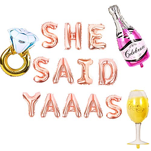 JeVenis She Said Yaaas Banner She Said Yaaas Balloons She Said Yes Balloon for Engagement Party Decor Bridal Shower Balloon Hen Party Balloon Hens Bachelorette Party Decoration