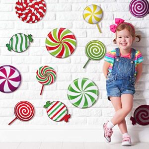 30 pieces christmas candy cutouts peppermint stickers colorful candies round lollipop cutouts candy land theme xmas candy party decor for bulletin board decorations