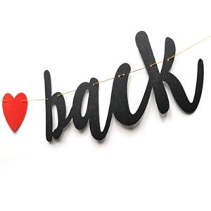 Welcome Back Banner Black Glitter Welcome Back Party Sign Returning Home Teenager Homecoming Home Coming Returning Home Hospital (Black)