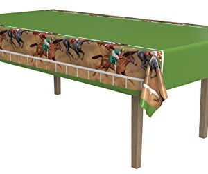 Beistle Horse Racing Tablecover, 54 by 108-Inch, Multicolor