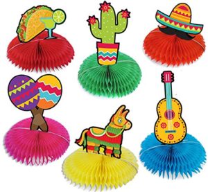 jw passion – premium quality, made with passion mexican table centerpiece decorations fiesta taco bar party decor 6 pcs colorful honeycomb for cinco de mayo celebration