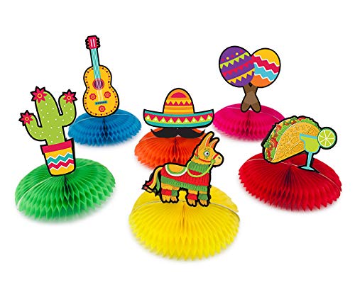 JW Passion - Premium Quality, Made With Passion Mexican Table Centerpiece Decorations Fiesta Taco Bar Party Decor 6 pcs Colorful Honeycomb for Cinco De Mayo Celebration