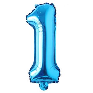 16″ inch single blue alphabet letter number balloons aluminum hanging foil film balloon wedding birthday party decoration banner air mylar balloons (16 inch pure blue 1)