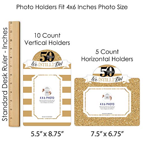 Big Dot of Happiness We Still Do - 50th Wedding Anniversary - Anniversary Party Picture Centerpiece Sticks - Photo Table Toppers - 15 Pieces