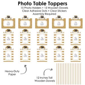 Big Dot of Happiness We Still Do - 50th Wedding Anniversary - Anniversary Party Picture Centerpiece Sticks - Photo Table Toppers - 15 Pieces